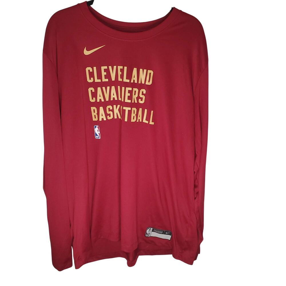 Nike Cleveland Cavaliers Basketball Long Sleeve Dri-Fit Shirt Wine Red Men's 2XL